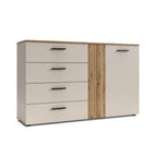 ENFILADE 4 TIROIRS + 1 PORTE CACHEMIRE/CHÊNE EVOQUE