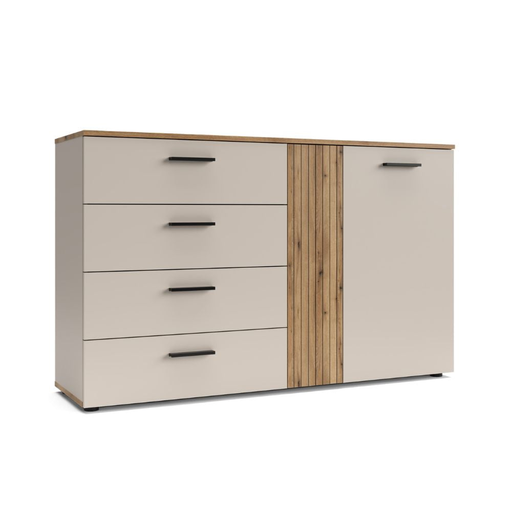 ENFILADE 4 TIROIRS + 1 PORTE CACHEMIRE/CHÊNE EVOQUE
