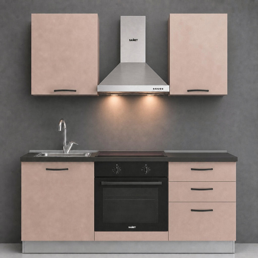 Cucina completa con elettrodomestici e piano a induzione colore cashmere Astinew180 Industrie Valentini