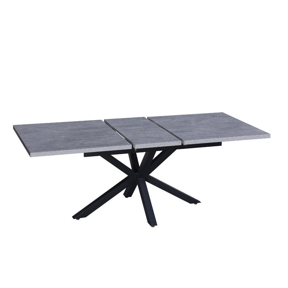 Tavolo allungabile con piano color cemento e gambe nere 160x190 cm - Bori