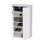 Meuble à chaussures polyvalent à 2 portes et 5 étagères couleur blanche 69x34x120H Lucio