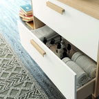 CNB074RJ BADMÖBEL-SET NORDIC EICHE-STRUKTUR UND WEISSE FRONTEN MIT ZWEI SCHUBLADEN 80*45*85 CM H FÜSSE 26,5