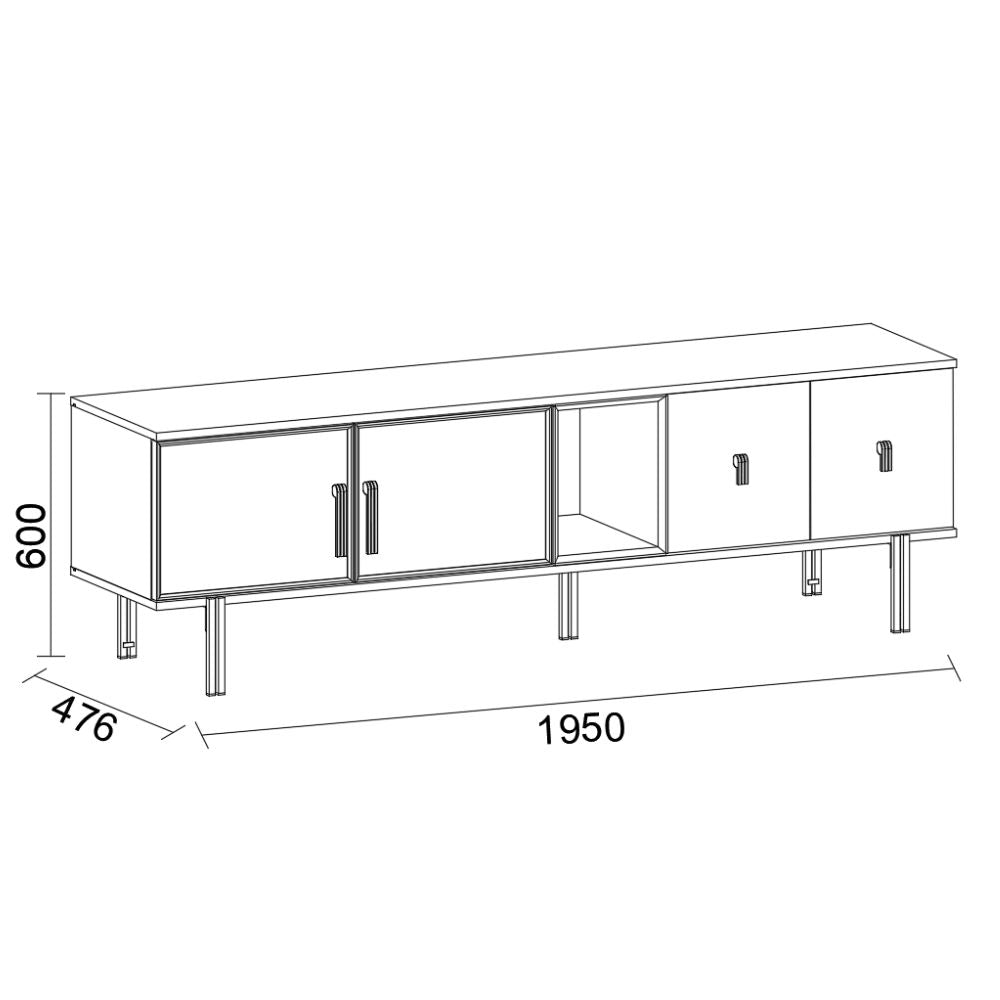 Mobile porta TV con ante finitura Mozambik spatolato 195x60H cm - Merlin