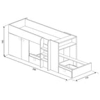 Lit superposé avec armoire et tiroirs couleur blanc 295x110x150H - Witt