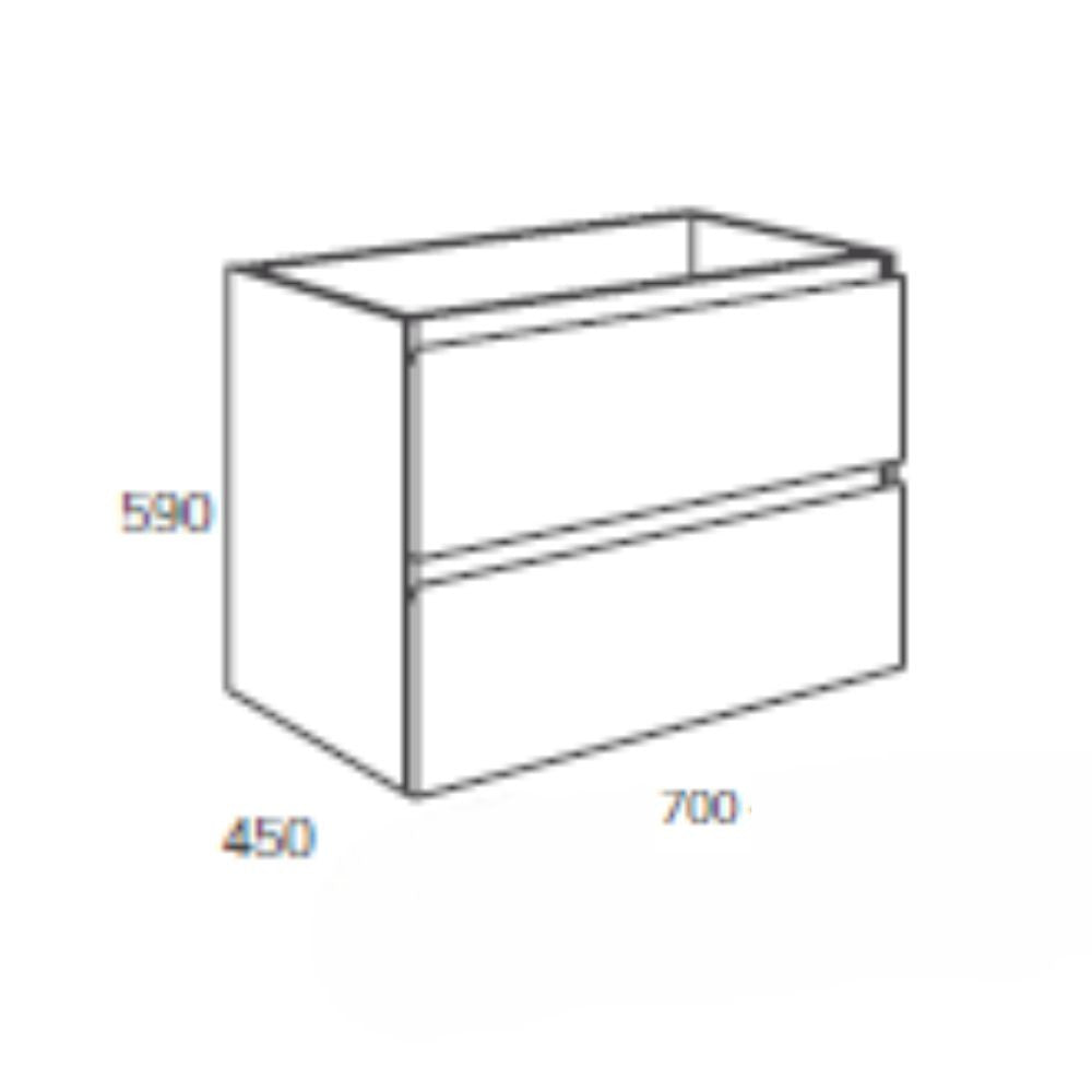 Mobile bagno sospeso bianco laccato Londres 2 cassetti 70x45x59H