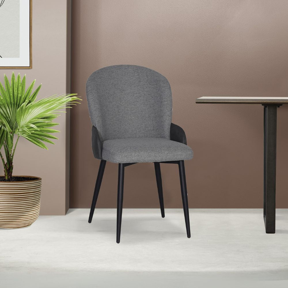 Sedia imbottita Simo in tessuto grigio chiaro con dettaglio in nabuk antracite - Comfort e stile sofisticato