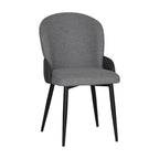 Sedia imbottita Simo in tessuto grigio chiaro con dettaglio in nabuk antracite - Comfort e stile sofisticato