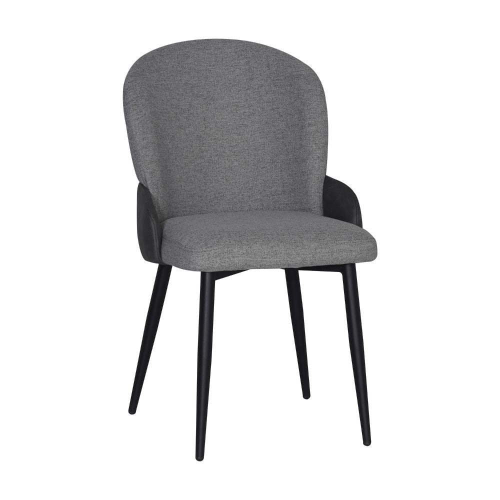 Sedia imbottita Simo in tessuto grigio chiaro con dettaglio in nabuk antracite - Comfort e stile sofisticato