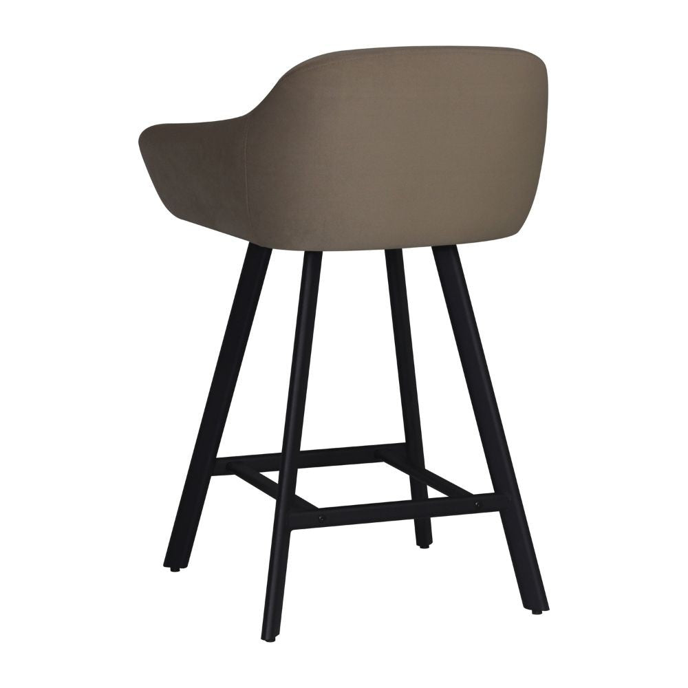Sgabello Mey tortora con seduta imbottita e gambe in metallo nero - Eleganza e comfort per la zona snack
