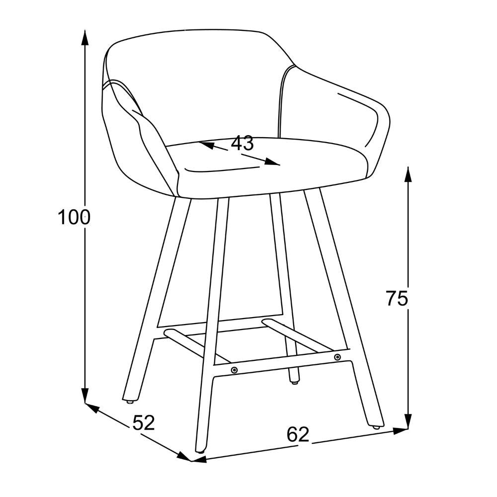 Sgabello Mey tortora con seduta imbottita e gambe in metallo nero - Eleganza e comfort per la zona snack