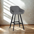 Sgabello Mey grigio cenere con seduta imbottita e gambe in metallo nero - Eleganza e comfort per la zona snack