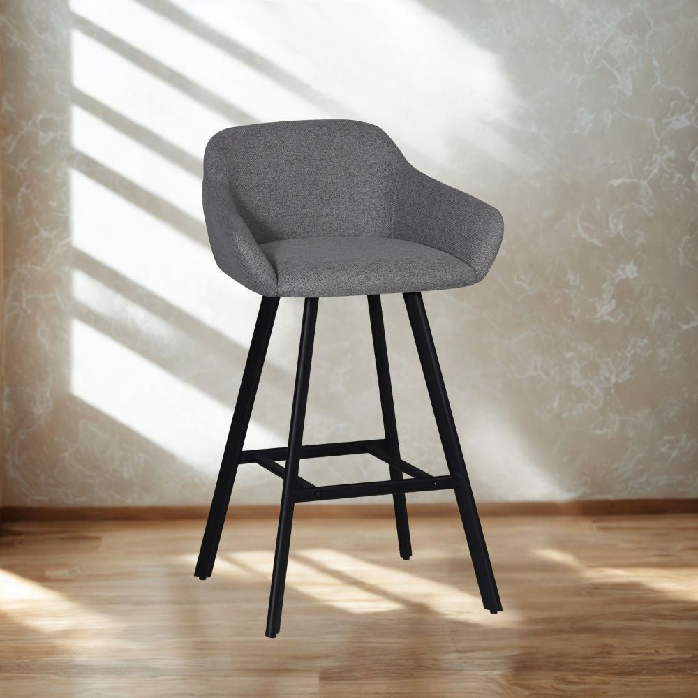 Sgabello Mey grigio cenere con seduta imbottita e gambe in metallo nero - Eleganza e comfort per la zona snack