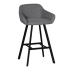 Sgabello Mey grigio cenere con seduta imbottita e gambe in metallo nero - Eleganza e comfort per la zona snack