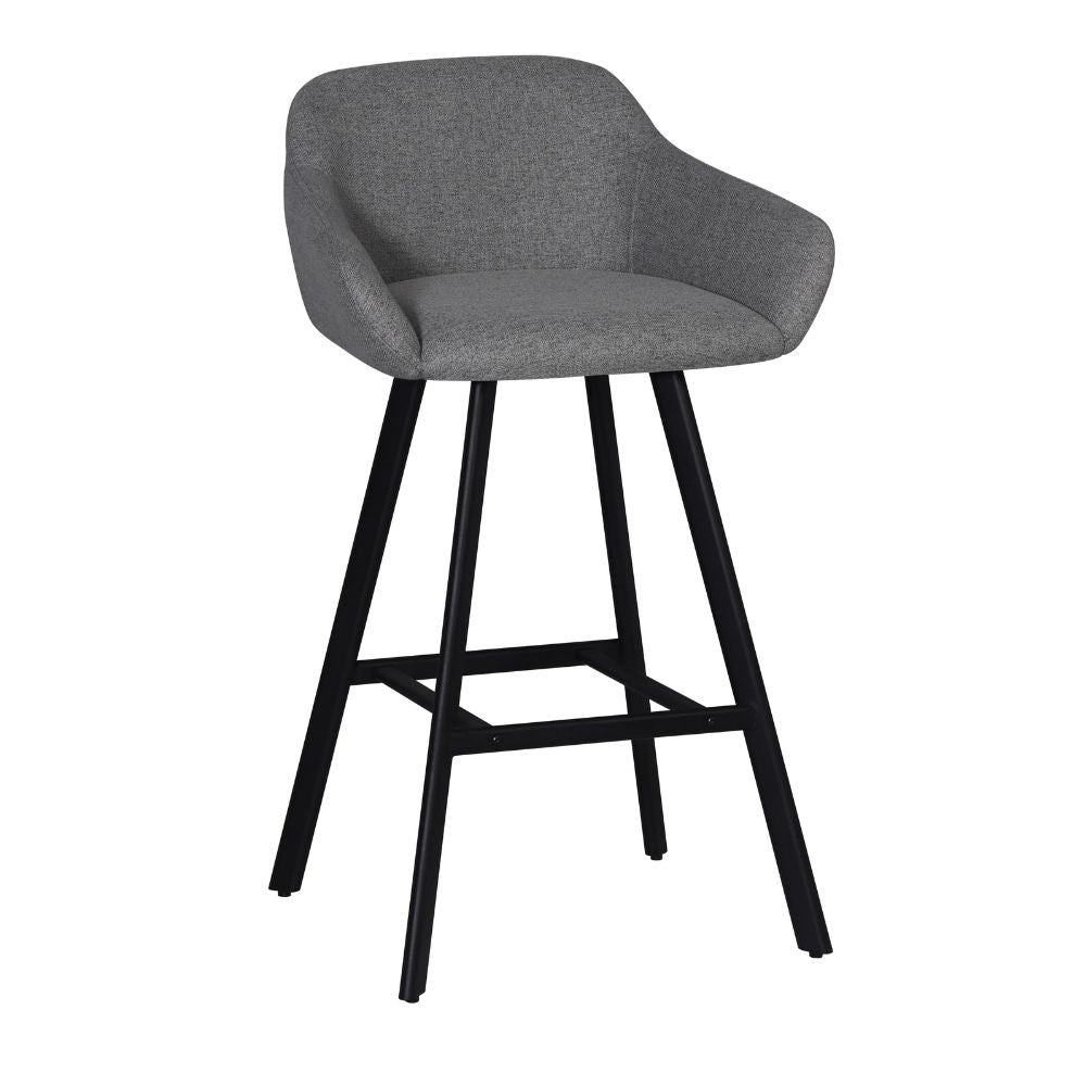 Sgabello Mey grigio cenere con seduta imbottita e gambe in metallo nero - Eleganza e comfort per la zona snack