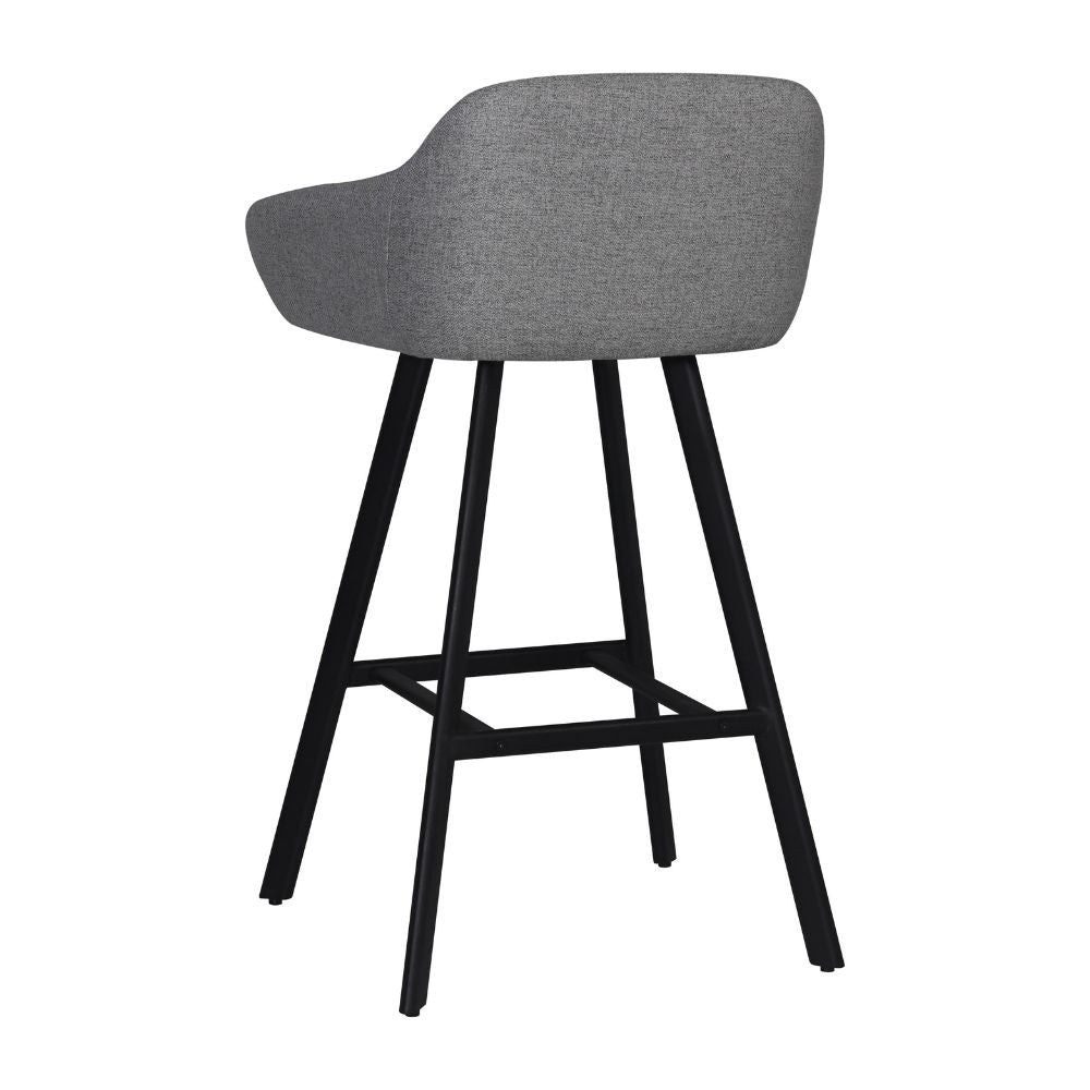 Sgabello Mey grigio cenere con seduta imbottita e gambe in metallo nero - Eleganza e comfort per la zona snack