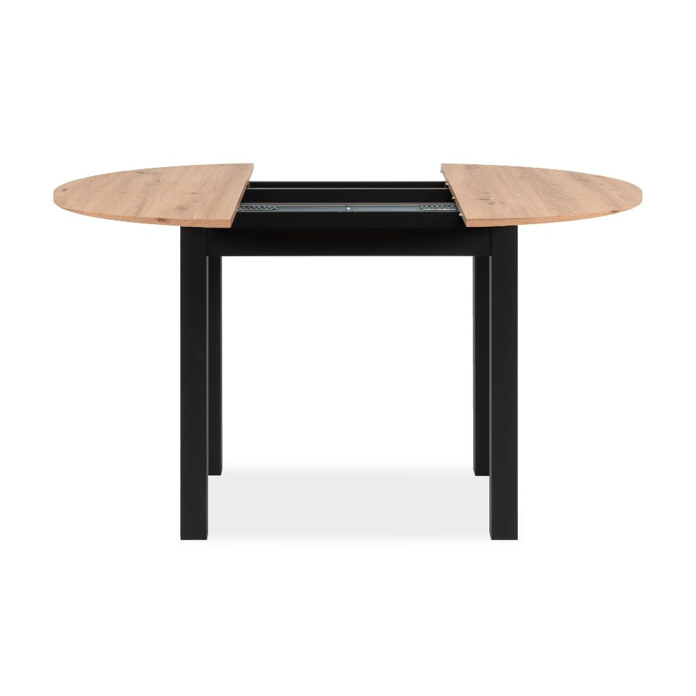 Tavolo rotondo allungabile colore quercia e nero 100x76H cm - Circe