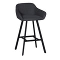 Sgabello Mey grigio scuro con seduta imbottita e gambe in metallo nero - Eleganza e comfort per la zona snack