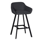 Sgabello Mey grigio scuro con seduta imbottita e gambe in metallo nero - Eleganza e comfort per la zona snack