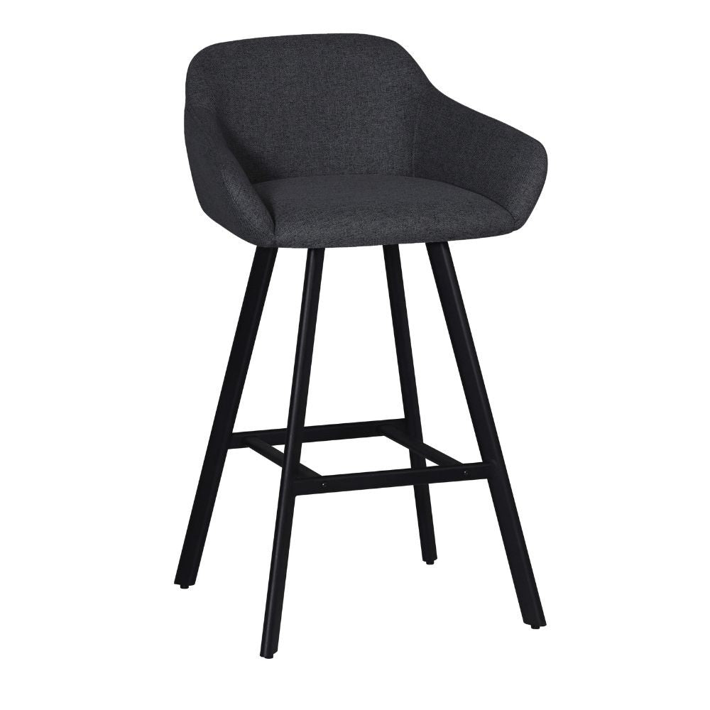 Sgabello Mey grigio scuro con seduta imbottita e gambe in metallo nero - Eleganza e comfort per la zona snack