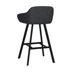 Sgabello Mey grigio scuro con seduta imbottita e gambe in metallo nero - Eleganza e comfort per la zona snack
