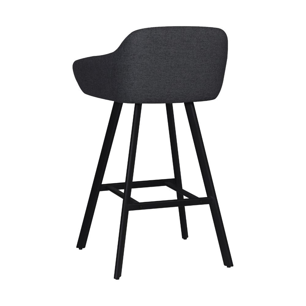 Sgabello Mey grigio scuro con seduta imbottita e gambe in metallo nero - Eleganza e comfort per la zona snack
