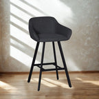 Sgabello Mey grigio scuro con seduta imbottita e gambe in metallo nero - Eleganza e comfort per la zona snack