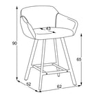 Sgabello Mey grigio scuro con seduta imbottita e gambe in metallo nero - Eleganza e comfort per la zona snack