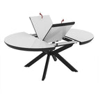 Tavolo rotondo allungabile Meli bianco lucido con gambe nere 138x138x76H
