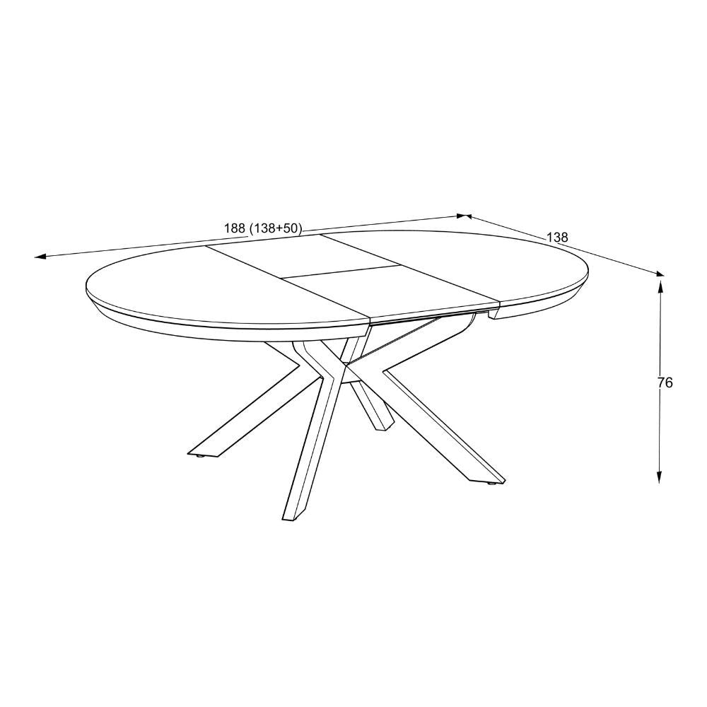Tavolo rotondo allungabile Meli bianco lucido con gambe nere 138x138x76H