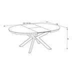 Tavolo rotondo allungabile Meli bianco lucido con gambe nere 138x138x76H