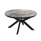 Tavolo rotondo allungabile Meli effetto marmo nero lucido con gambe nere 138x138x76H