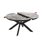 Tavolo rotondo allungabile Meli effetto marmo nero lucido con gambe nere 138x138x76H