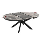 Tavolo rotondo allungabile Meli effetto marmo nero lucido con gambe nere 138x138x76H