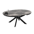 Tavolo rotondo allungabile Meli effetto marmo nero lucido con gambe nere 138x138x76H