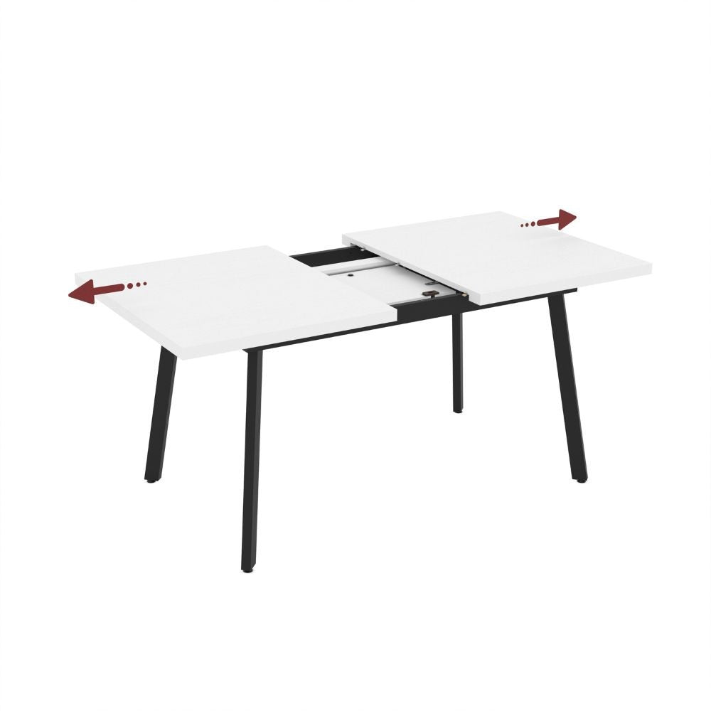 Tavolo allungabile piano colore bianco frassinato e gambe in metallo nero Lini 138x85x76h