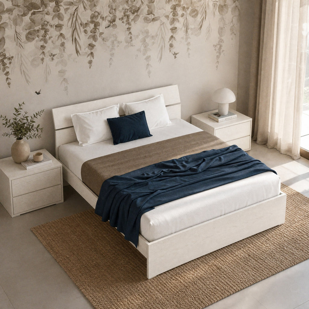 Letto matrimoniale in legno colore bianco frassinato LETTO160TPBF