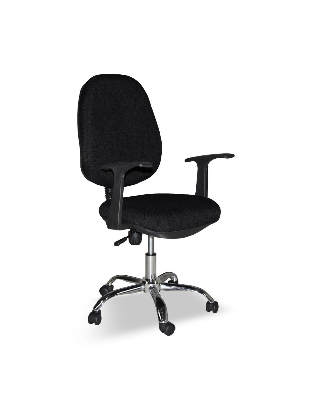 Fauteuil de bureau à roulettes en tissu noir avec piètement chromé - CR415