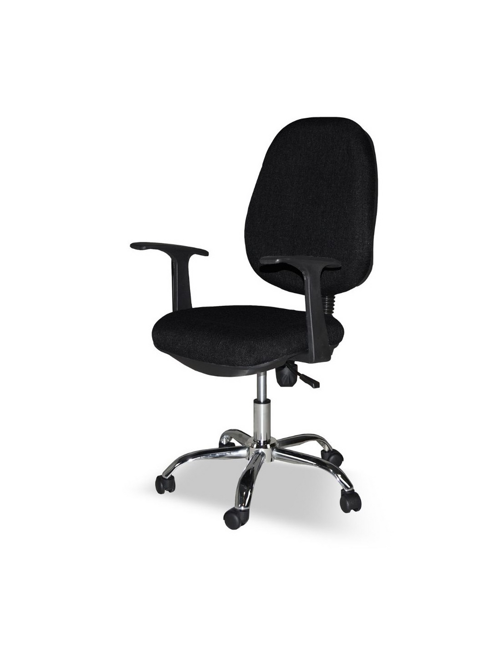 Fauteuil de bureau à roulettes en tissu noir avec piètement chromé - CR415