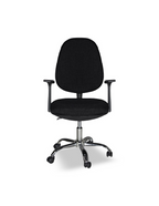 Fauteuil de bureau à roulettes en tissu noir avec piètement chromé - CR415
