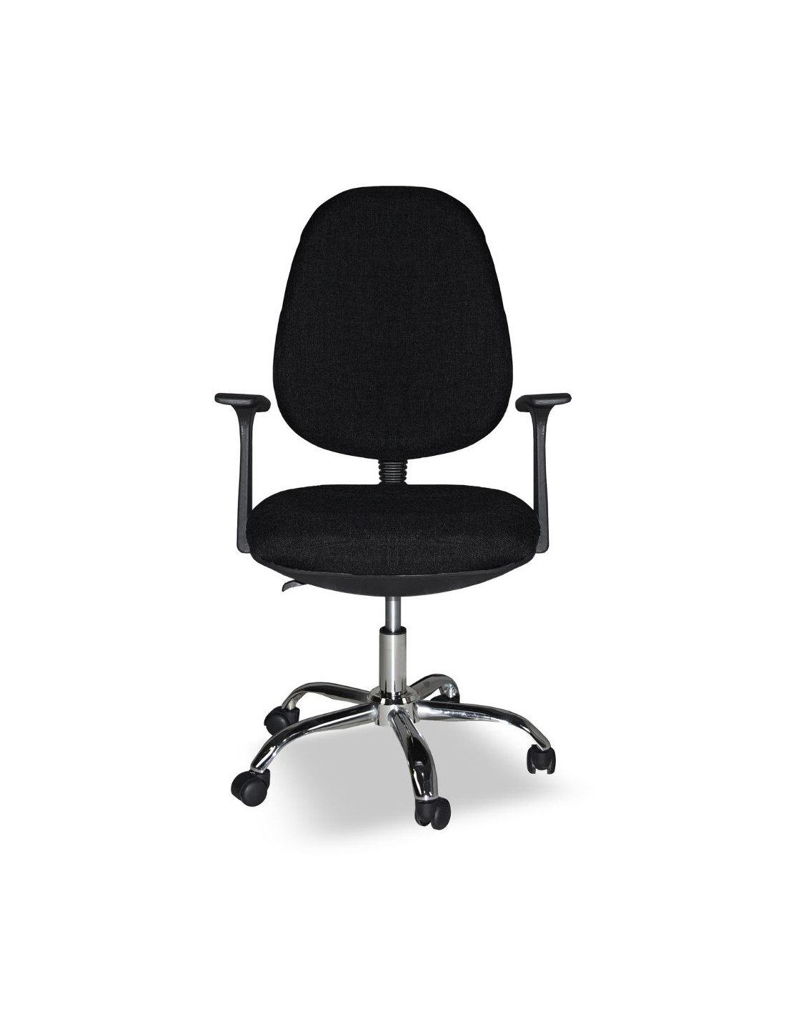 Fauteuil de bureau à roulettes en tissu noir avec piètement chromé - CR415
