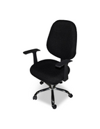 Fauteuil de bureau à roulettes en tissu noir avec piètement chromé - CR415