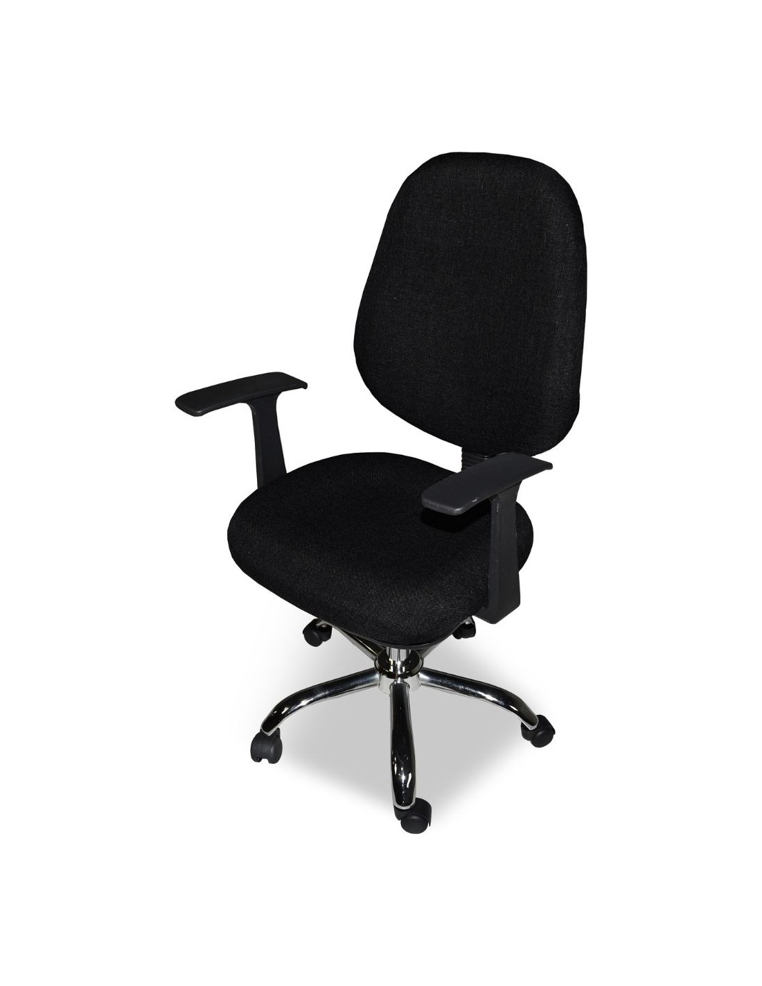 Fauteuil de bureau à roulettes en tissu noir avec piètement chromé - CR415