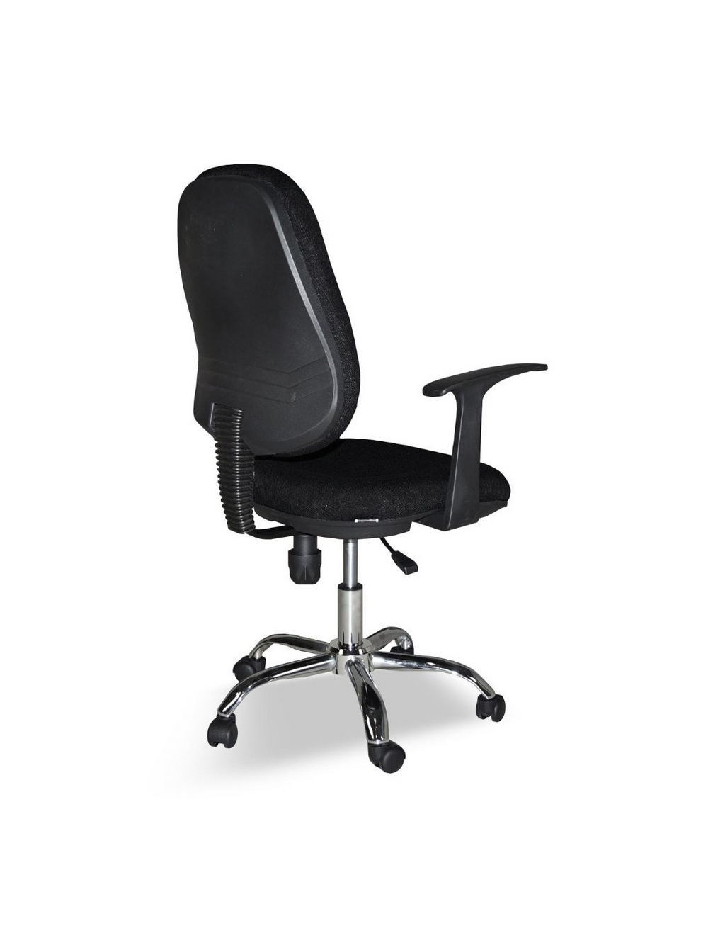 Fauteuil de bureau à roulettes en tissu noir avec piètement chromé - CR415