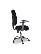 Fauteuil de bureau à roulettes en tissu noir avec piètement chromé - CR415