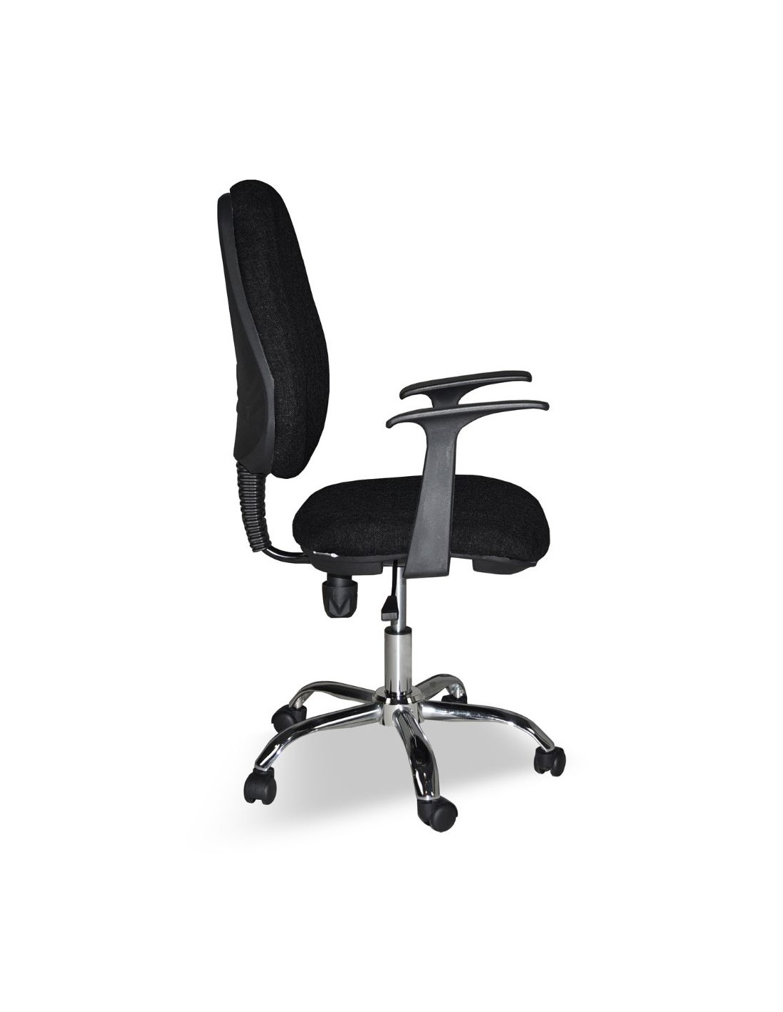 Fauteuil de bureau à roulettes en tissu noir avec piètement chromé - CR415
