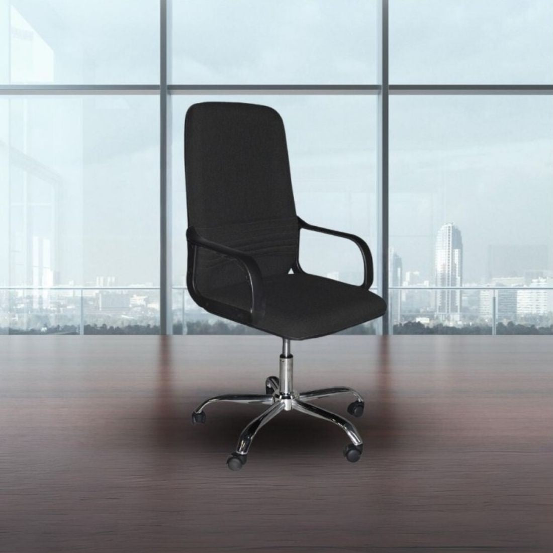Fauteuil de bureau revêtement tissu coloris noir avec roulettes - CR106H