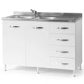 Base sottolavello con cassettiera colore bianco frassinato 120x85H cm destro