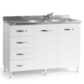 Unterschrank mit Schubladen, Farbe Weiß Esche 120x85H cm links