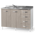 Mobile sottolavello con cassettiera destra e lavello incluso colore olmo 120 cm