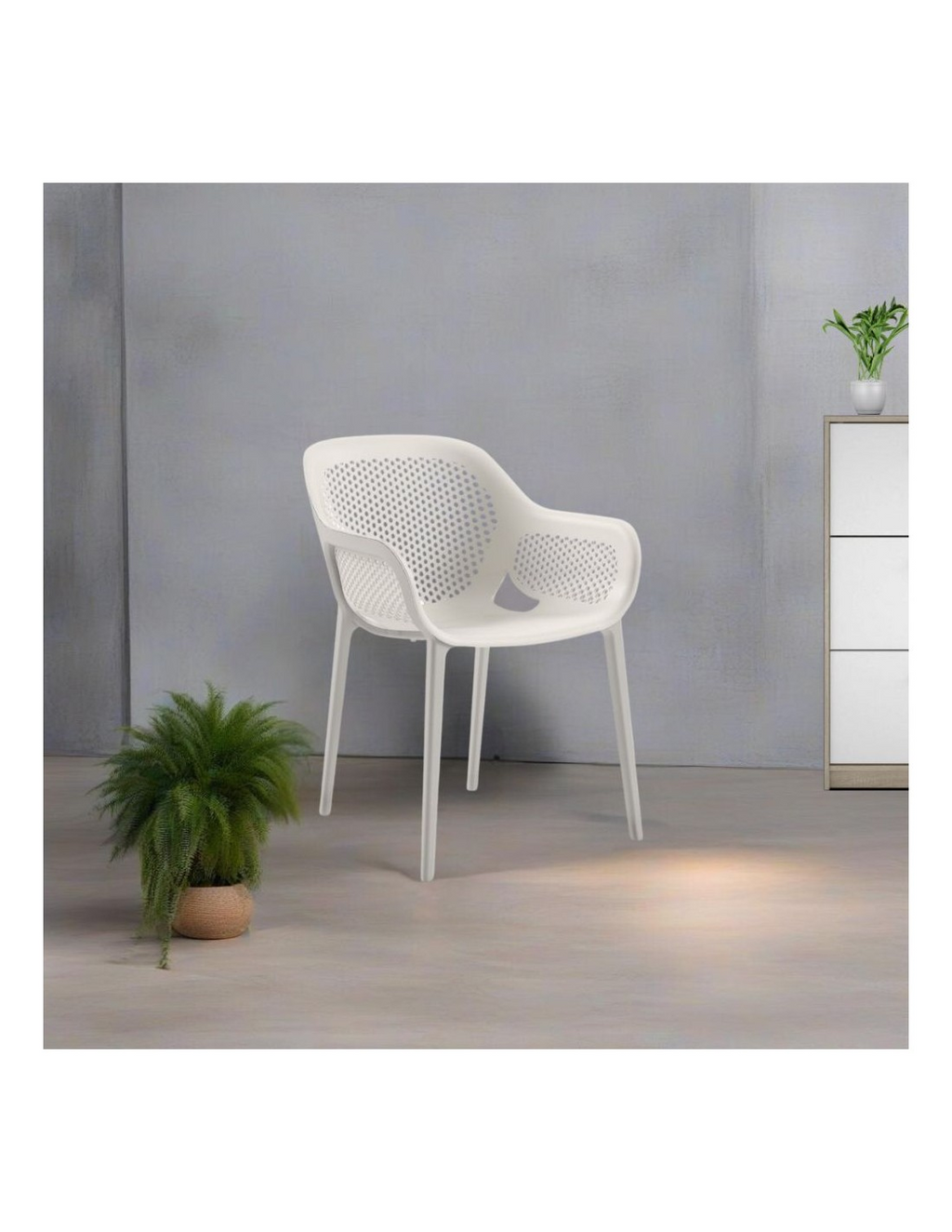 Set 4 poltrone in polipropilene colore grigio e bianco - Atra